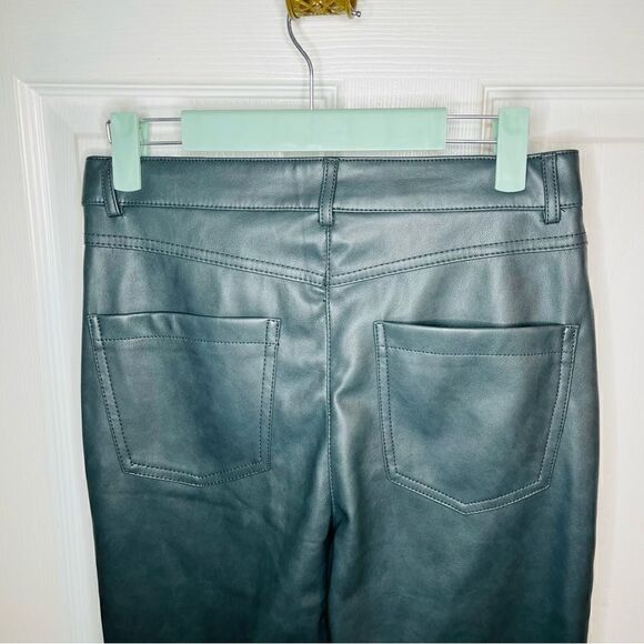 7 for All Mankind Faux Leather Skinny Pants High Waist Dark Gray Small - Picture 4 of 10